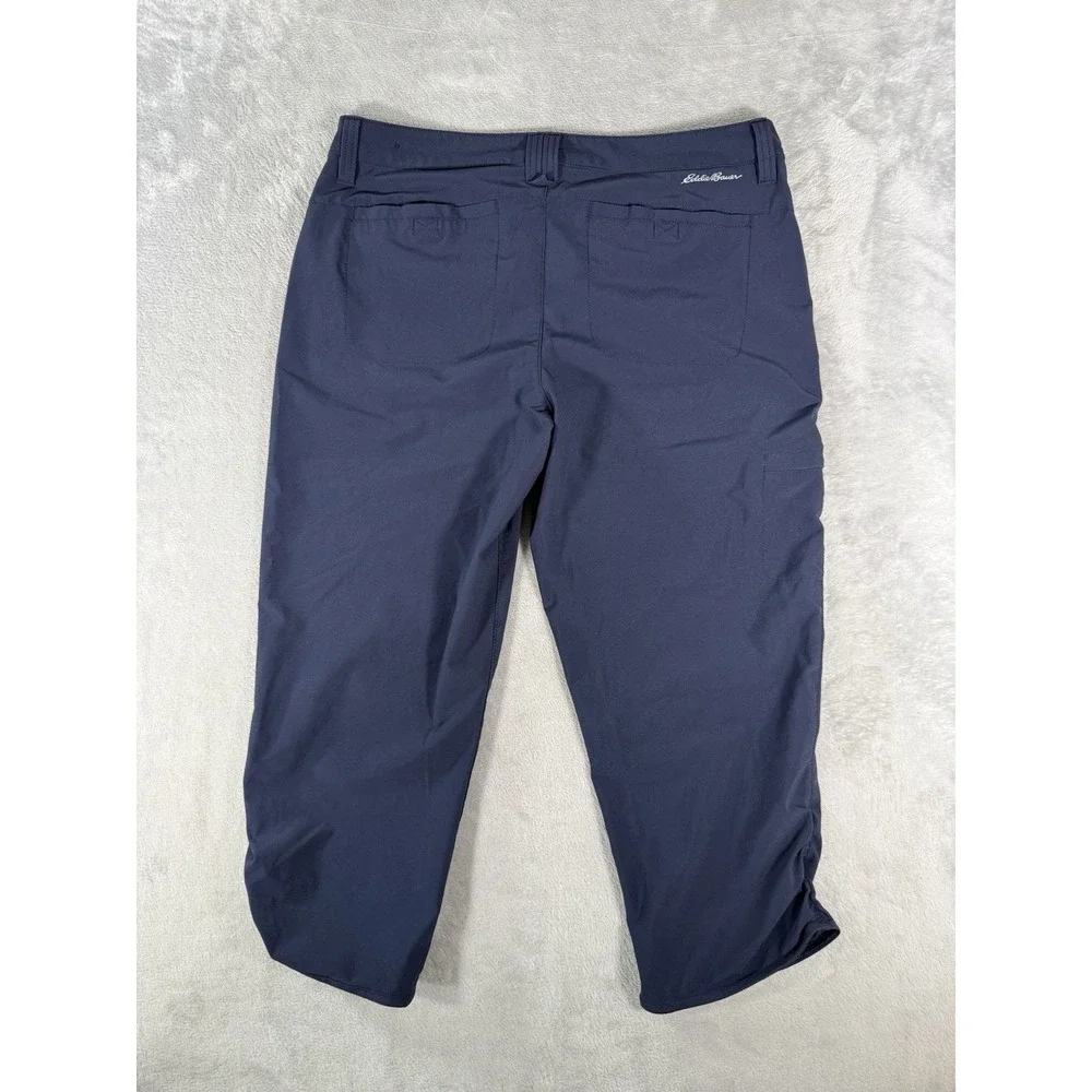 Eddie Bauer Capri Pants Women's 6 Blue Ruched Hem Cargo Hiking Outdoor 20